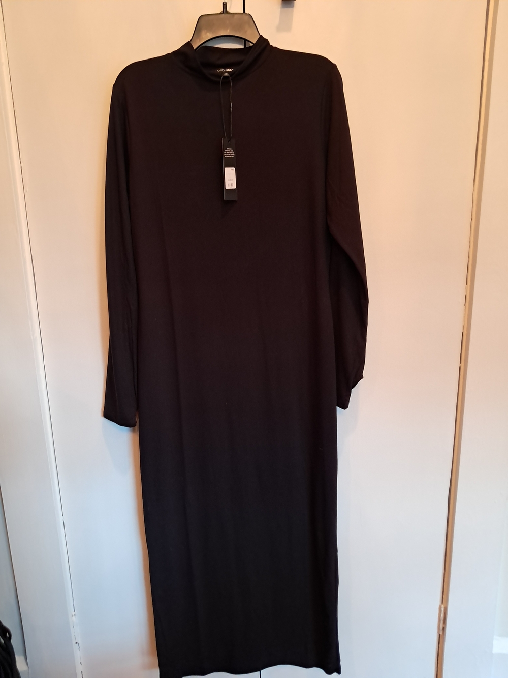 Fashion Nova Black Long Sleeve Maxi Mock-Neck Dress